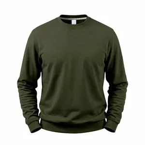 Klassisches olivgrünes Herren-Sweatshirt mit Rundhalsausschnitt und Rippbündchen