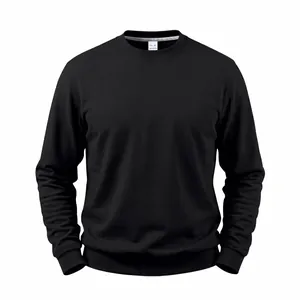 Klassisches schwarzes Herren-Sweatshirt mit Rundhalsausschnitt und warmem Fleecefutter.