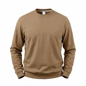 Lockerer Herren-Sweatshirt aus schwerem Fleece mit Rundhalsausschnitt in Unibraun