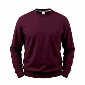 Klassisches weinrotes Herren-Sweatshirt mit Rundhalsausschnitt aus schwerem Fleece