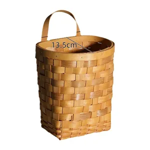 Panier de rangement mural en bois tressé 13,5cm organisateur pour cuisine