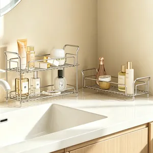 Étagère de salle de bain à 2 niveaux en acier inoxydable 304 pour rangement cosmétique