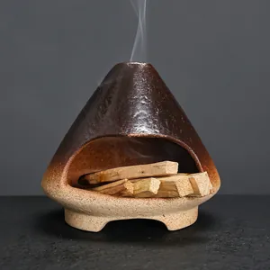 Professional ceramic Palo Santo burner mini fireplace holder with fire-resistant stone texture