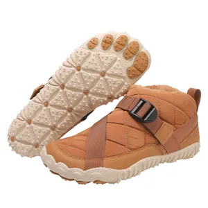 Waterproof barefoot winter boots with quilted upper and fleece lining for outdoor use
