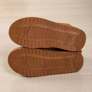 Detailed macro view showing the anti-slip rubber outsole for women's winter boots