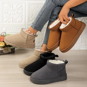 Women Snow Boots Winter Plush Lined Thickened Warm Suede Boots Low Cut Short Boots Outdoor Anti-Slip Cotton Shoes