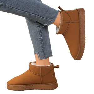Women's warm brown snow boots with plush lining and low-top design for winter