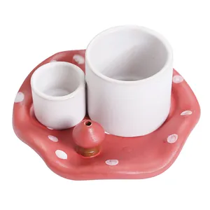 Creative mushroom ceramic incense holder and candle holder for home decor