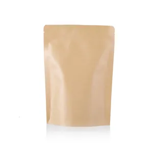 Eco-friendly brown kraft paper stand-up pouch with zipper seal for food packaging