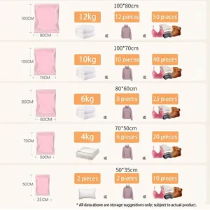 Vacuum storage bags set with 5 sizes for quilts and clothes organization
