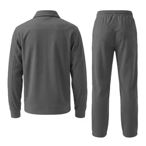 Back view of men's dark grey corduroy casual suit with jacket and trousers