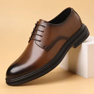 Professional men's brown leather dress shoes for business and formal wedding occasions
