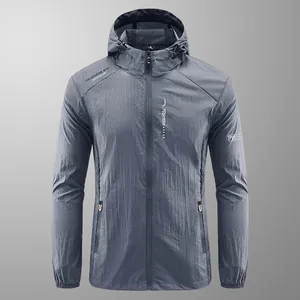 Men's Sun Protection Jacket Hooded Skin Coat Outdoor Ultra Thin Breathable Nylon Summer Sport Outerwear Top