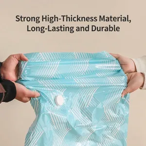 Durable vacuum compression storage bag for clothes with stylish white geometric patterns