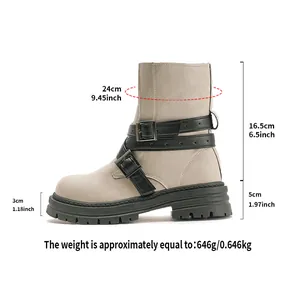 Spezifische Maße und Gewicht für diese stylischen beigen Martin Boots mit Plateausohle.