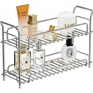 Organisateur de salle de bain à 2 niveaux en inox pour cosmétiques et soins de peau
