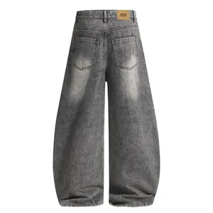 Amerikanische Retro-Jeans in Washed Black mit weitem Bein und Unisex-Schnitt im Streetstyle