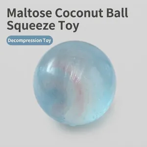 Close-up of a translucent light blue maltose coconut ball decompression fidget toy
