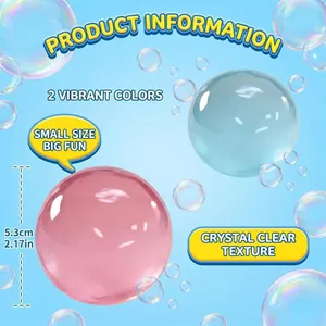 Detailed view of pink and blue crystal clear stress relief squeeze balls with 5.3cm diameter