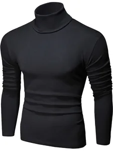 Maglietta da Uomo Casual a Manica Lunga con Collo a Lupetto in Cotone Caldo Sottogiacca Autunno Inverno Tinta Unita