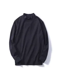 Maglia termica a maniche lunghe con collo a lupetto nero minimalista da uomo
