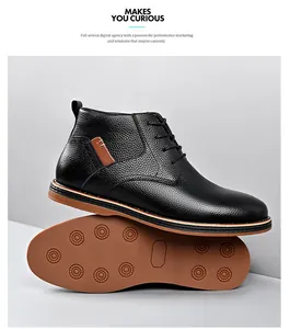Detail view of black leather Martin boots showing side profile and textured sole