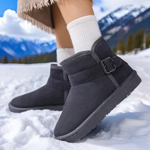 Children Leather Snow Boots 2025 Winter Thickened Warm Fleece Lined Outdoor Non-Slip Cotton Shoes For Boys Girls Women Men