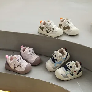 Cute Panda Cartoon Baby First Walker Shoes PVC Breathable Non-slip Toddler Sport Sneakers Sweet Academy Style Infants Footwear