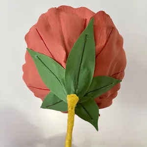 Grote kunstmatige flanel pioenroos bloem achterkant detail weergave, trouwfotografie rekwisiet.