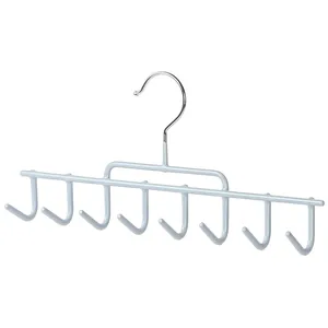 Multi-functional 8-hook metal hanger for belt, scarf, and tie organization in closet