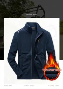 Navy blue men's full-zip polar fleece jacket for outdoor cold weather protection