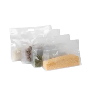 Bolsas transparentes de pie con asas para almacenamiento de granos y alimentos set
