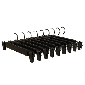 Black plastic pants hangers frosted clip hangers set household clothing store skirt clamp