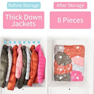 Space-saving vacuum storage bag for thick down jackets before and after compression