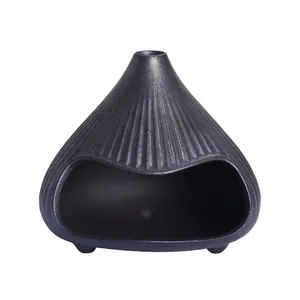 Modern black ceramic Mt. Fuji shaped aromatherapy incense burner home fragrance decor