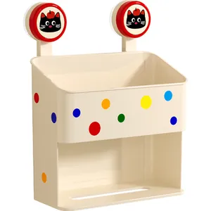 Wandmontage zuignap badkamer tissuedoos en cosmetica opbergrek met schattig kattenontwerp