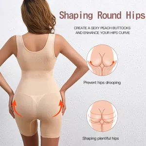 High elasticity tummy control bodysuit for women with butt lifting peach hips effect
