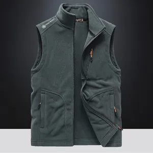 Herren Outdoor Polarfleece Weste Leicht Stehkragen Reißverschluss Ärmellose Jacke Mehrere Taschen Utility Weste Warme Top