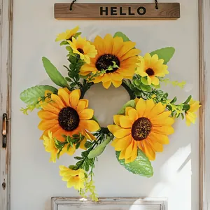 Handmade artificial sunflower wreath for home door and candle ring table decoration