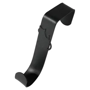 Black S-shaped over-the-door hook with creative cat silhouette decoration
