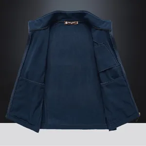 Marineblauer Herren-Fleeceweste mit Innentaschen für herbstliche Outdoor-Kleidung