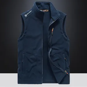 Premium Herren Fleeceweste in Marineblau mit Stehkragen und Reißverschlusstaschen