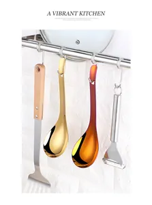 Stainless steel rice spoon and kitchen utensils set with long handle for home and restaurant.