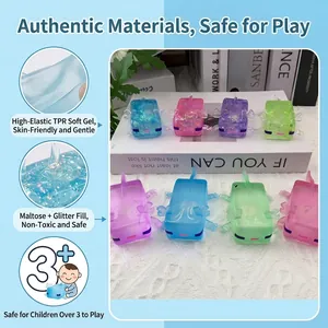 Lot de jouets à presser axolotl carrés colorés en matériau TPR et remplissage de maltose