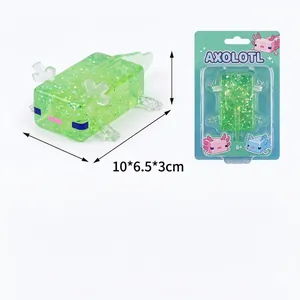 Jouet anti-stress axolotl vert à paillettes pour enfants et adultes, 10x6.5x3cm