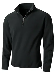 Casual effen heren fleece sweatshirt met opstaande kraag en halve rits ontwerp