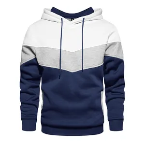 Men's casual color block hoodie featuring drawstring hood and side seam pockets design