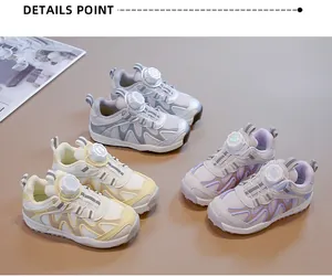 Sneakers per bambini in rete traspirante con fibbia rotante, varianti di colore