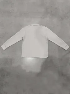 Sweat-shirt polo à manches longues blanc cassé avec motif jacquard texturé