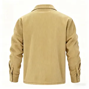 Khaki corduroy jacket for men featuring a warm padded back view with textured finish.